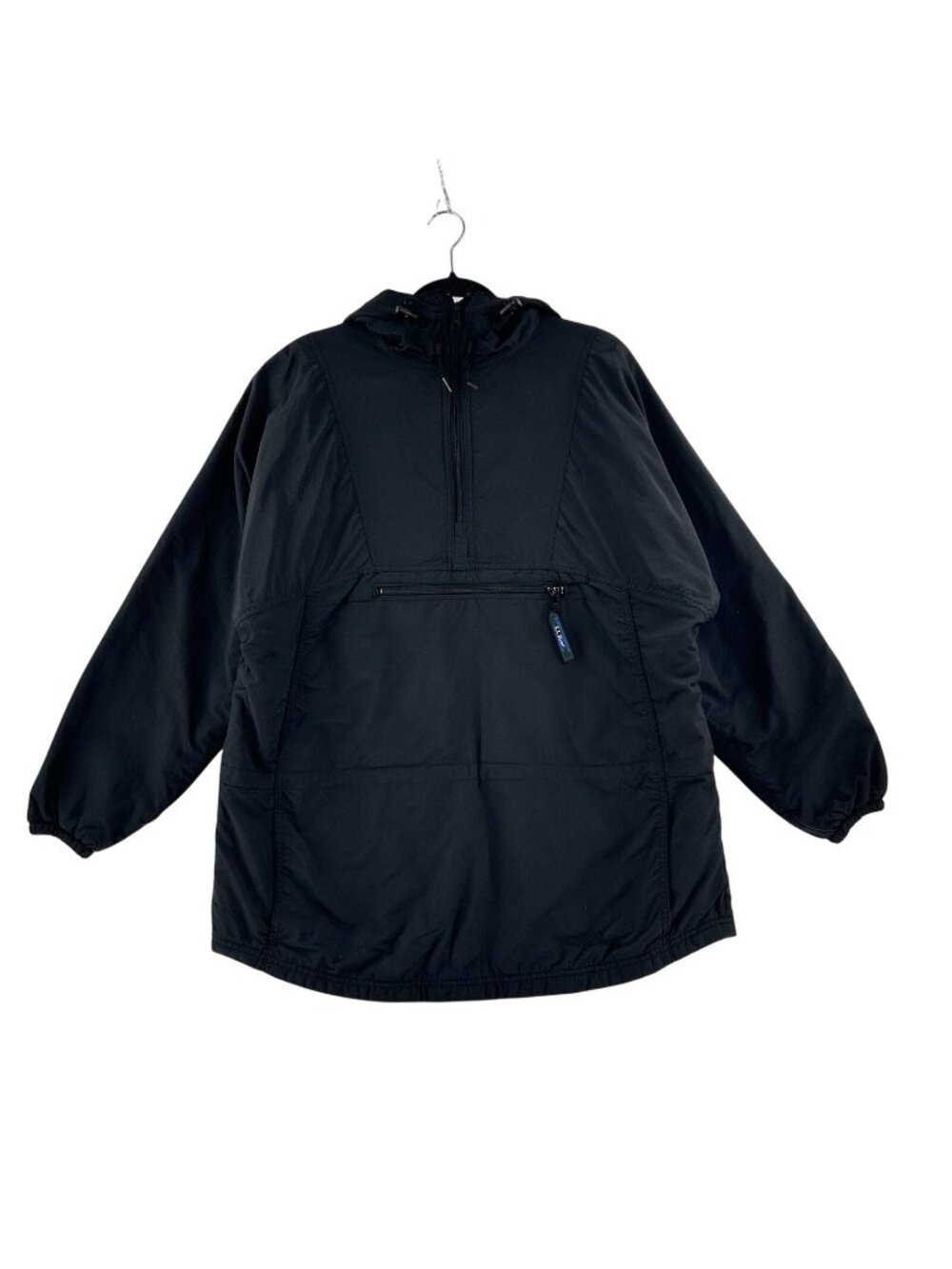 Vintage 90s LL Bean Thinsulate Hooded Anorak Pullover Jacket Womens M Black USA